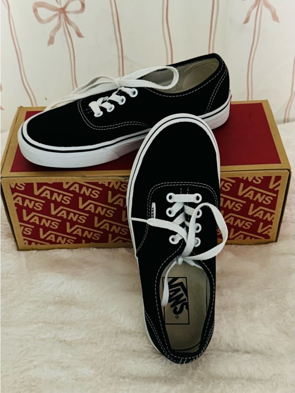 Vans Black and White Low-Top Canvas Sneakers